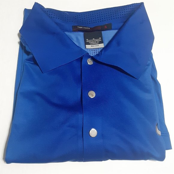 Nike Dri Fit Tiger Woods Collection Men's Golf Polo Shirt Snap Button Size M - Picture 1 of 7